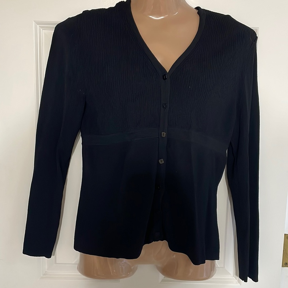 4 for $20 special 
Talbots Black Sweater with Ribbed Top and Cute Buttons